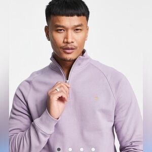 Farah – Jim Half Zip Sweatshirt Size Medium Lilac Purple Organic Cotton